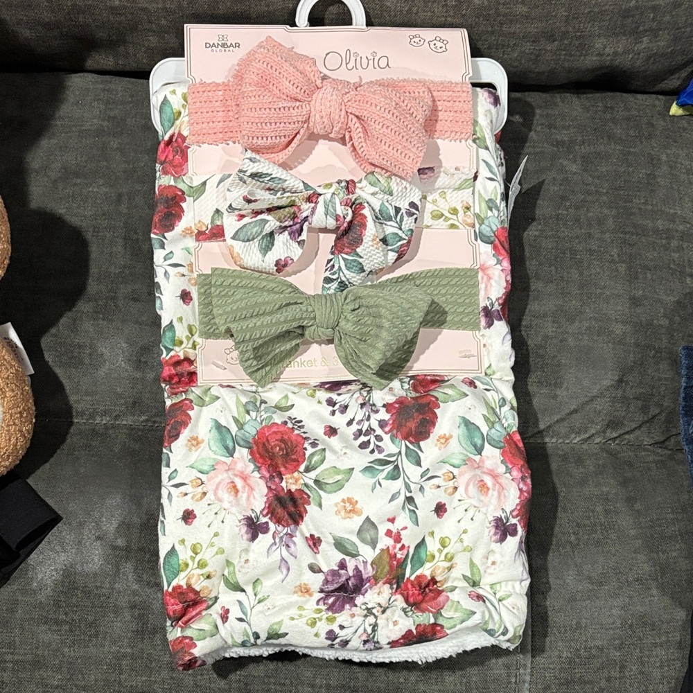 Charisma Floral Headband Trio - Pink, Green, and Red